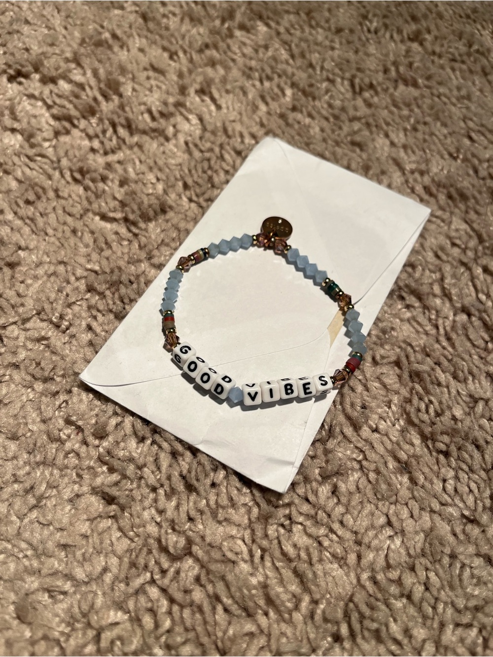 Light Blue 'GOOD VIBES' Beaded Kids Bracelet